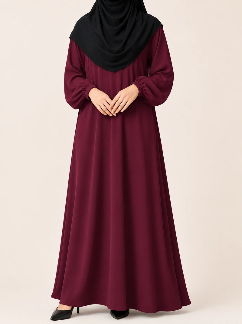 Basic Abaya With Elastic Sleeves