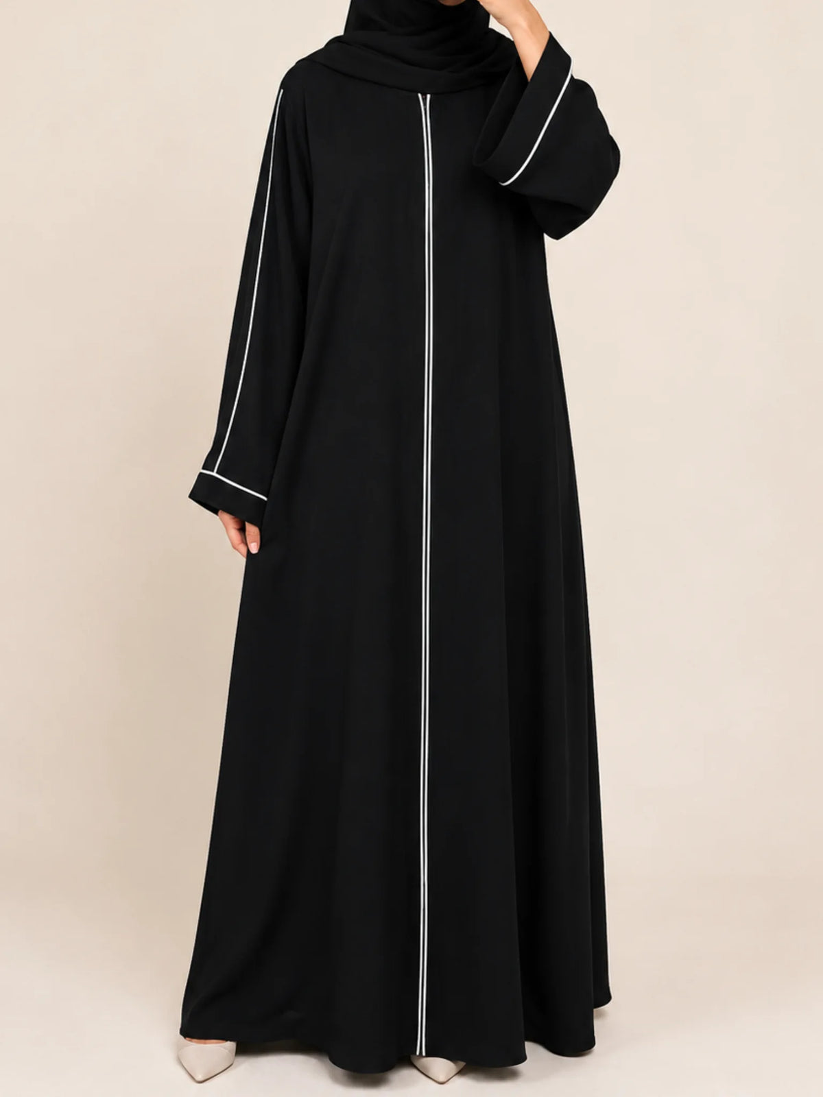 Black Front Open Basic Abaya