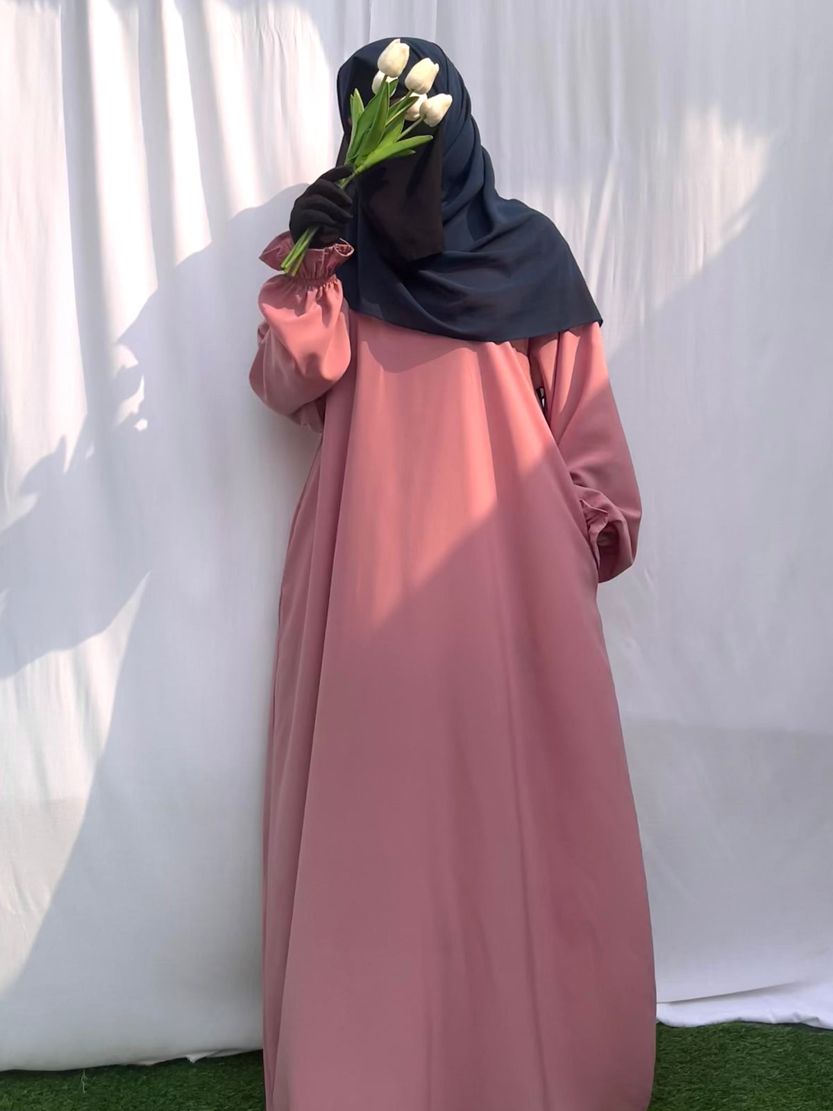 Basic Abaya With Flower Sleeves