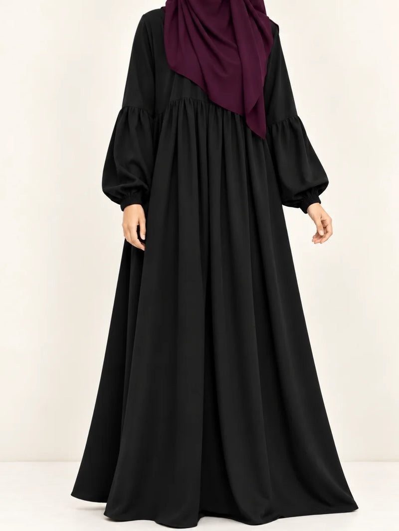Frill abaya with pleated sleeves