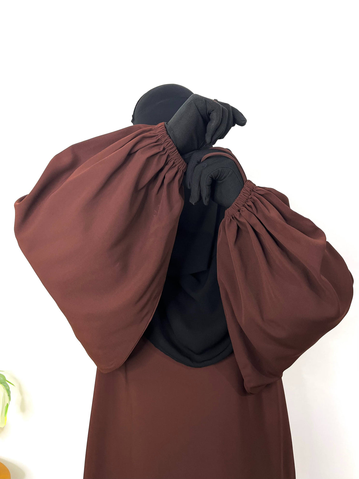 Dark Brown Basic Abaya With Baggy Sleeves