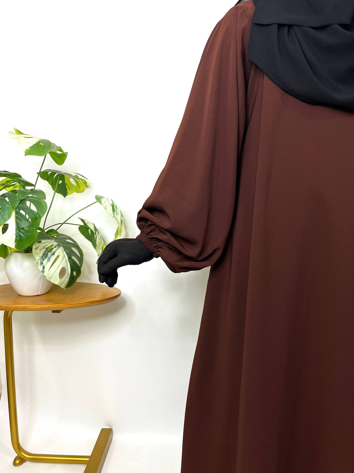 Dark Brown Basic Abaya With Baggy Sleeves