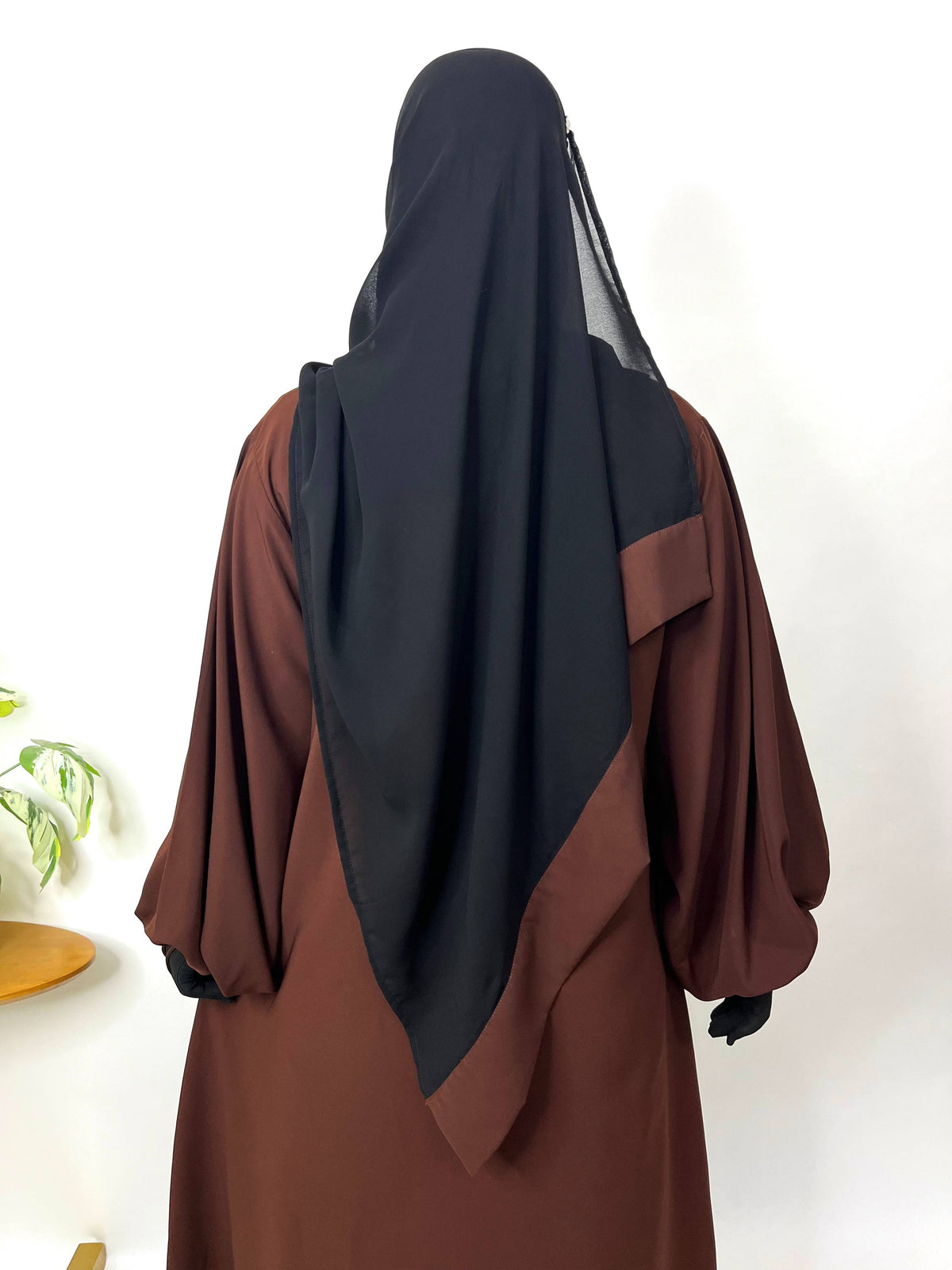 Dark Brown Basic Abaya With Baggy Sleeves