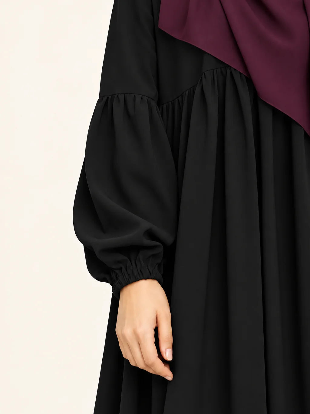 Frill abaya with pleated sleeves