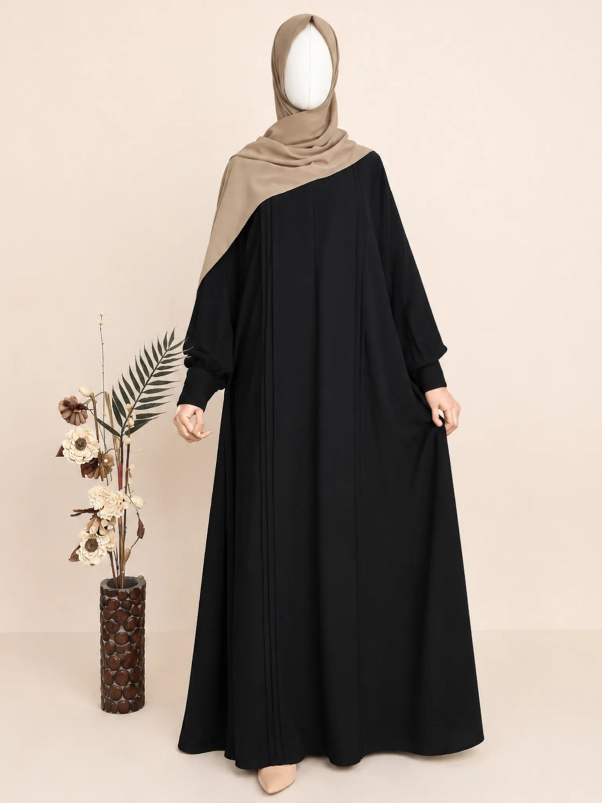 Black Pleats abaya