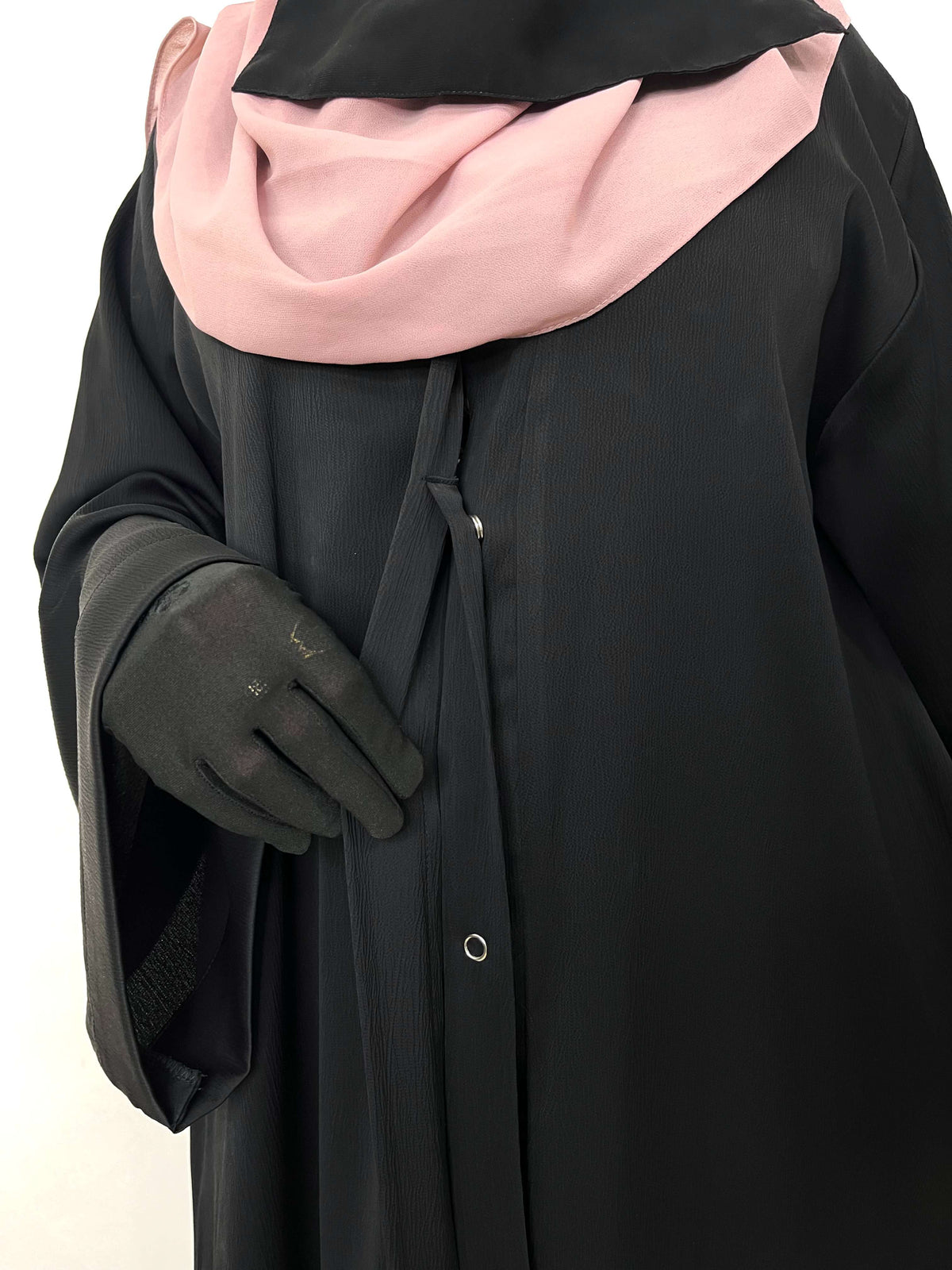 Black Front Open TikTok Abaya