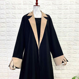 Black Coat Abaya With Beige Contrast