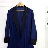 Navy Blue Coat Abaya With Black Contrast