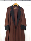 Brown Coat Abaya With Black Contrast