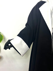 Black Coat Abaya With White Contrast