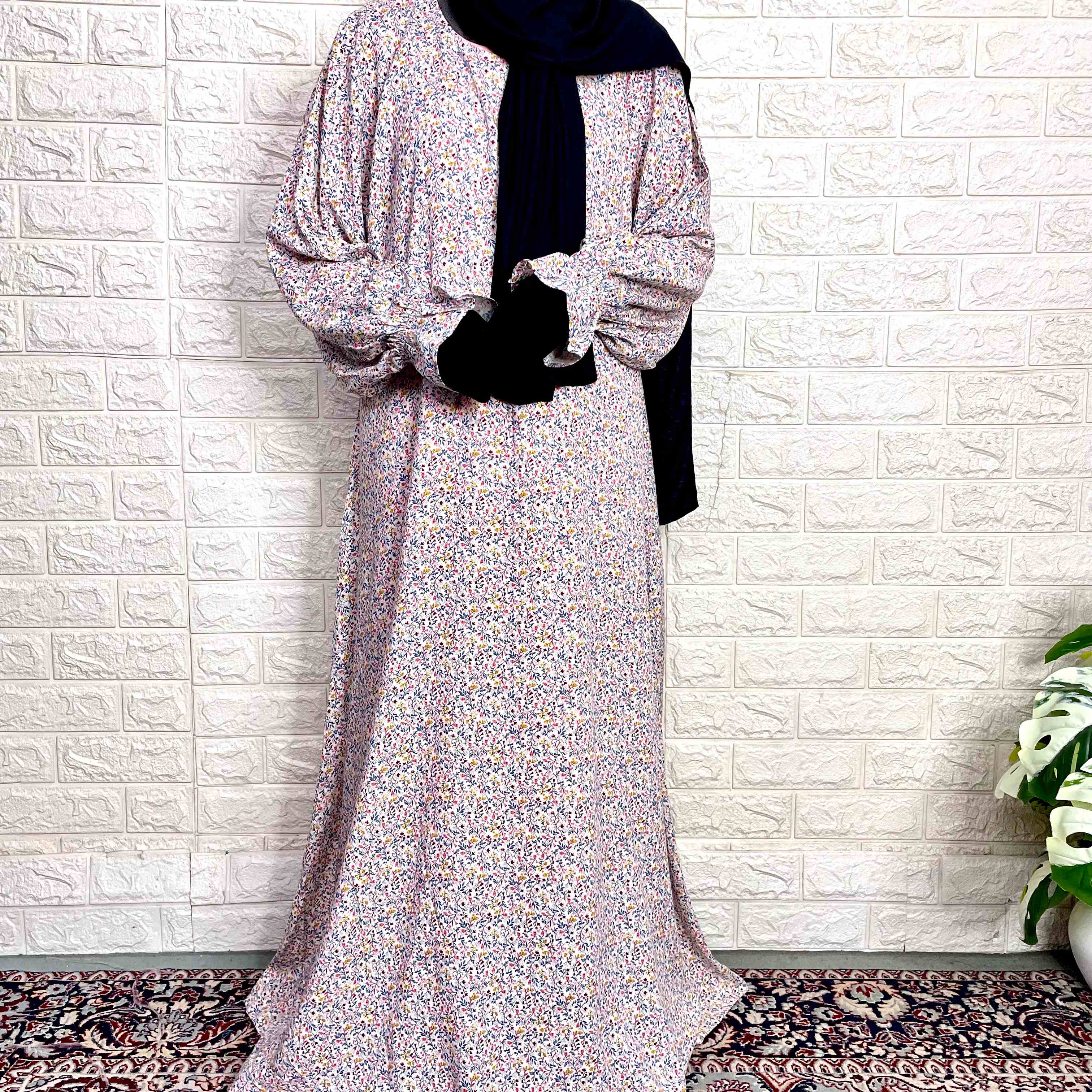 A-Line Abaya With Flower Sleeves