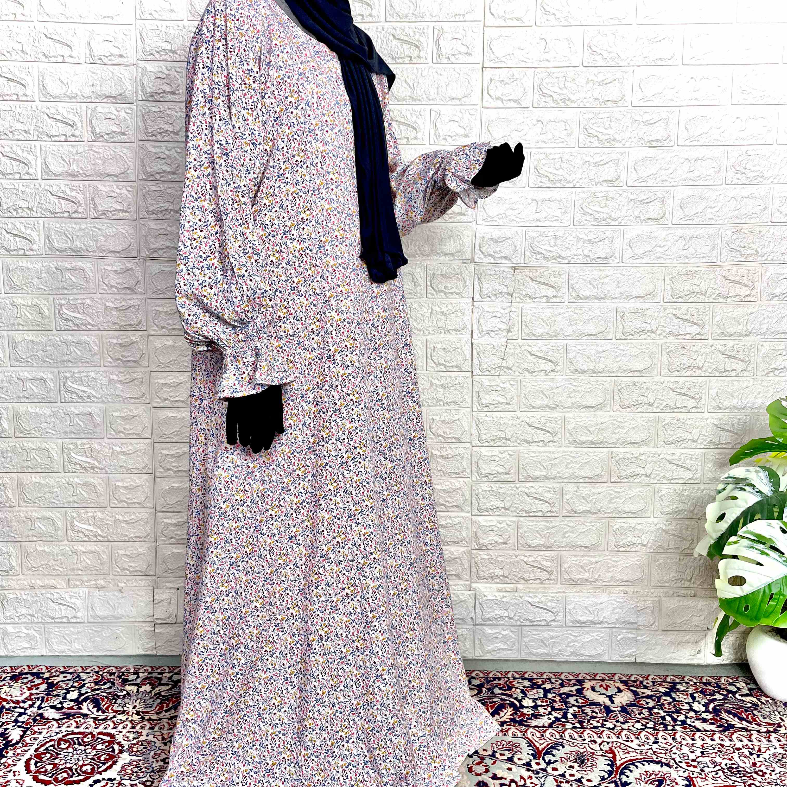 A-Line Abaya With Flower Sleeves