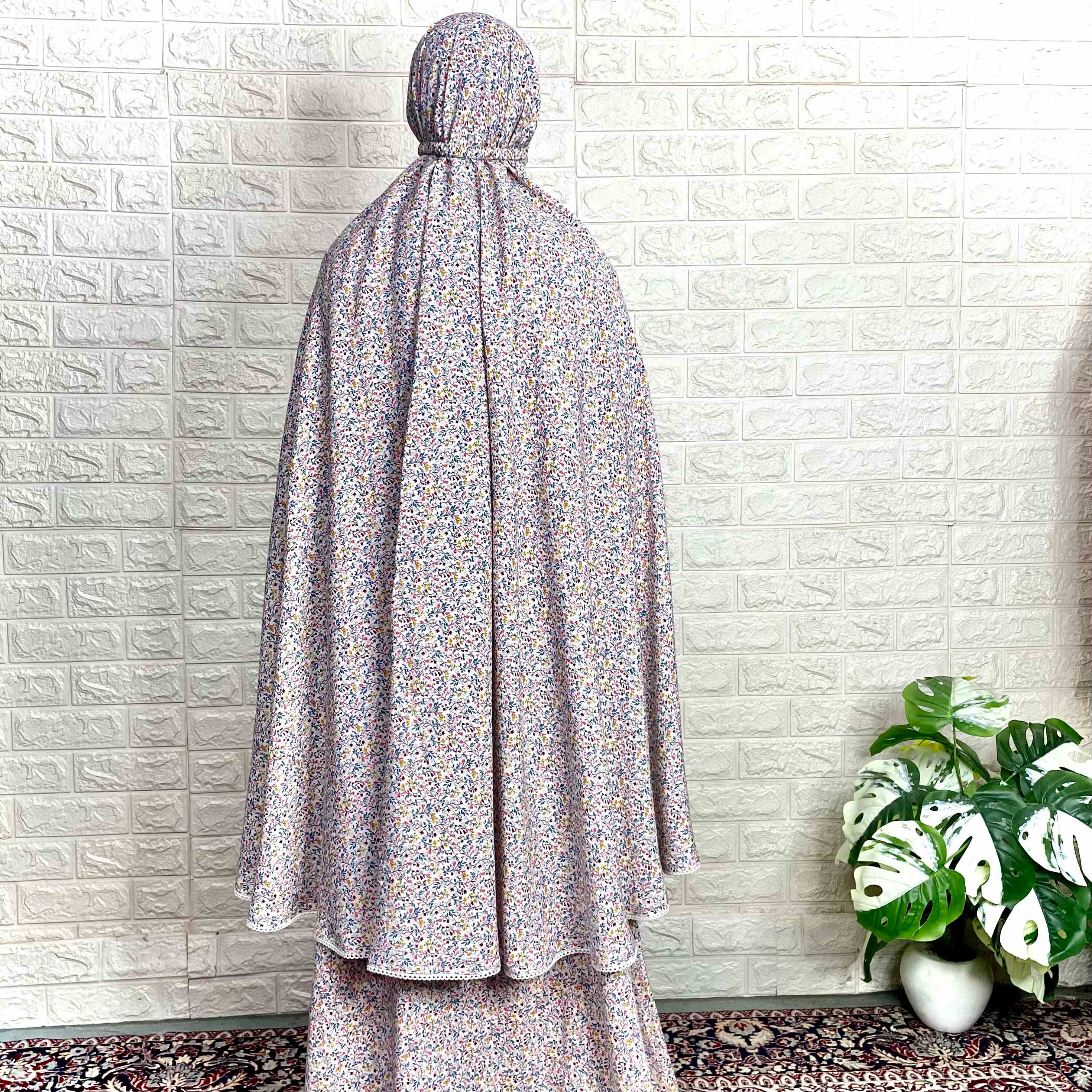 Aline abaya with flower sleeves and khimar set