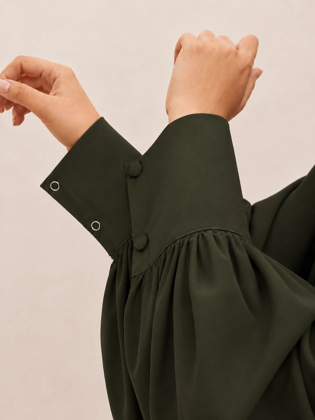 Olive Basic Abaya With Cuff Sleeves