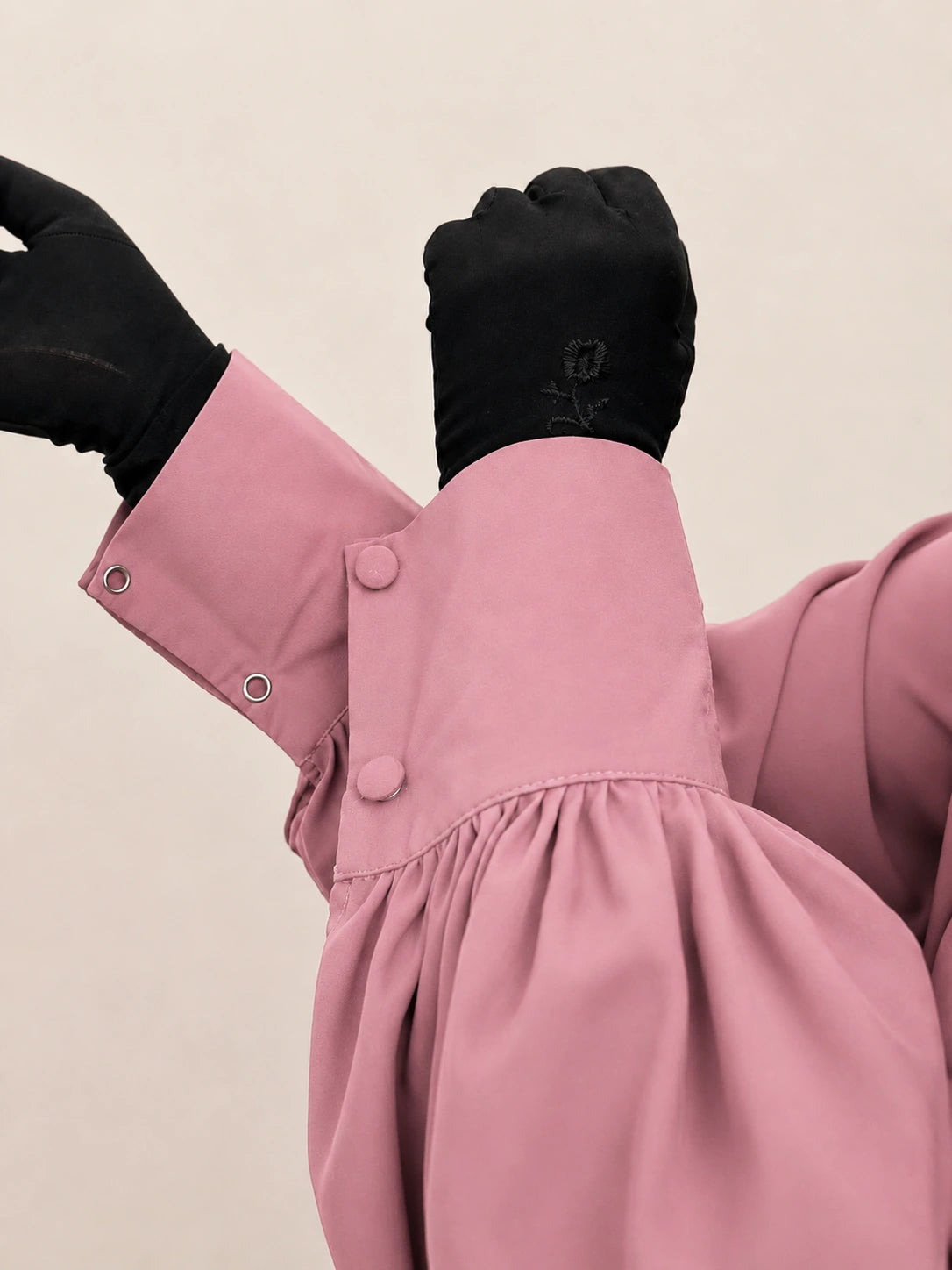 Pastel Pink Basic Abaya With Cuff Sleeves