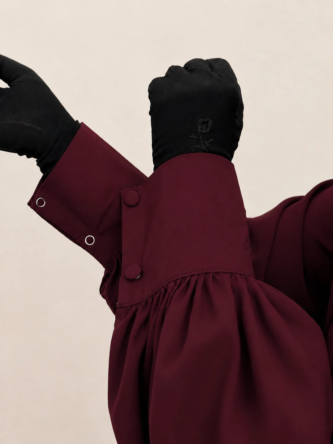 Maroon Basic Abaya With Cuff Sleeves