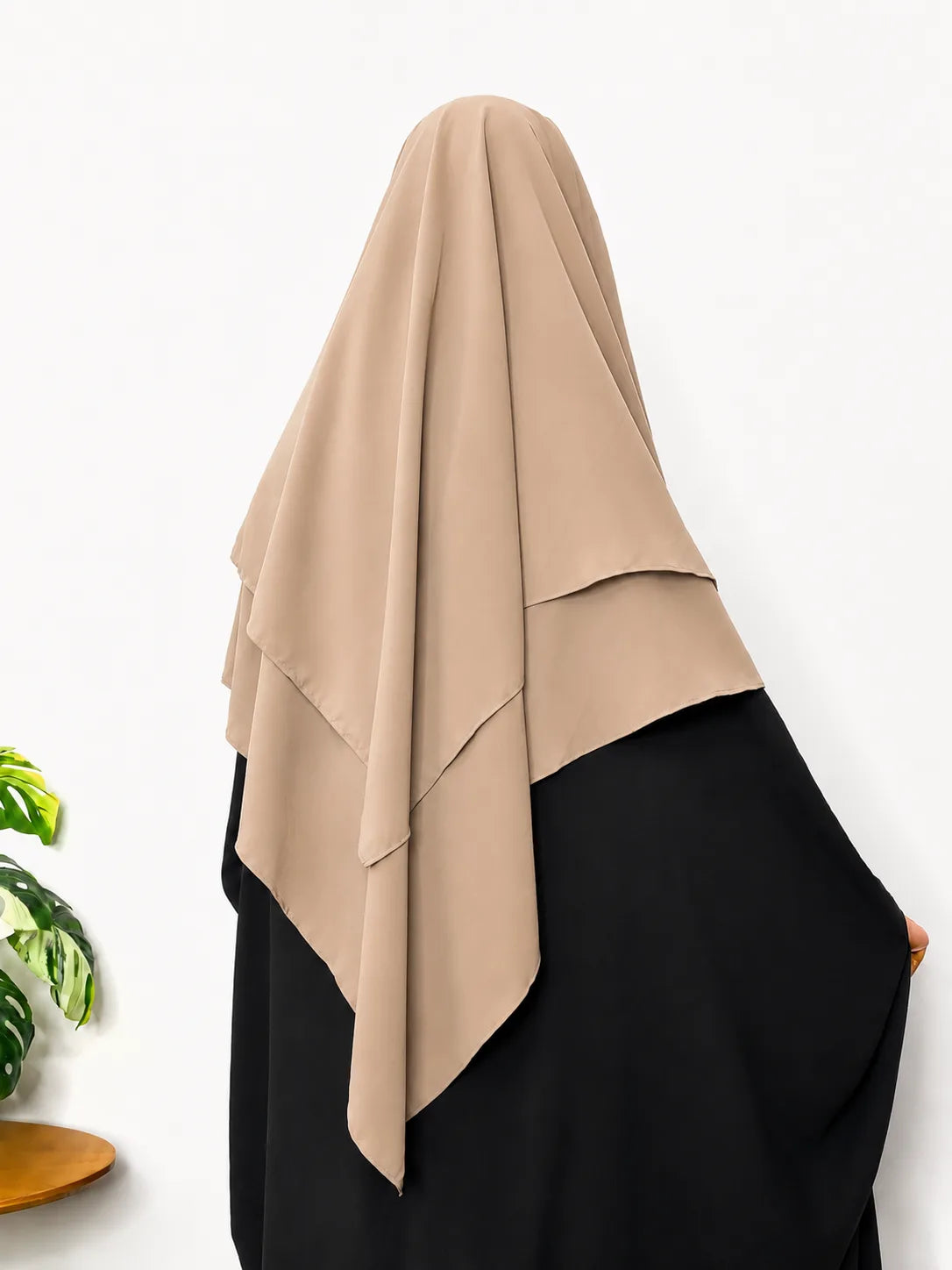 Beige Two Layers Diamond Khimar