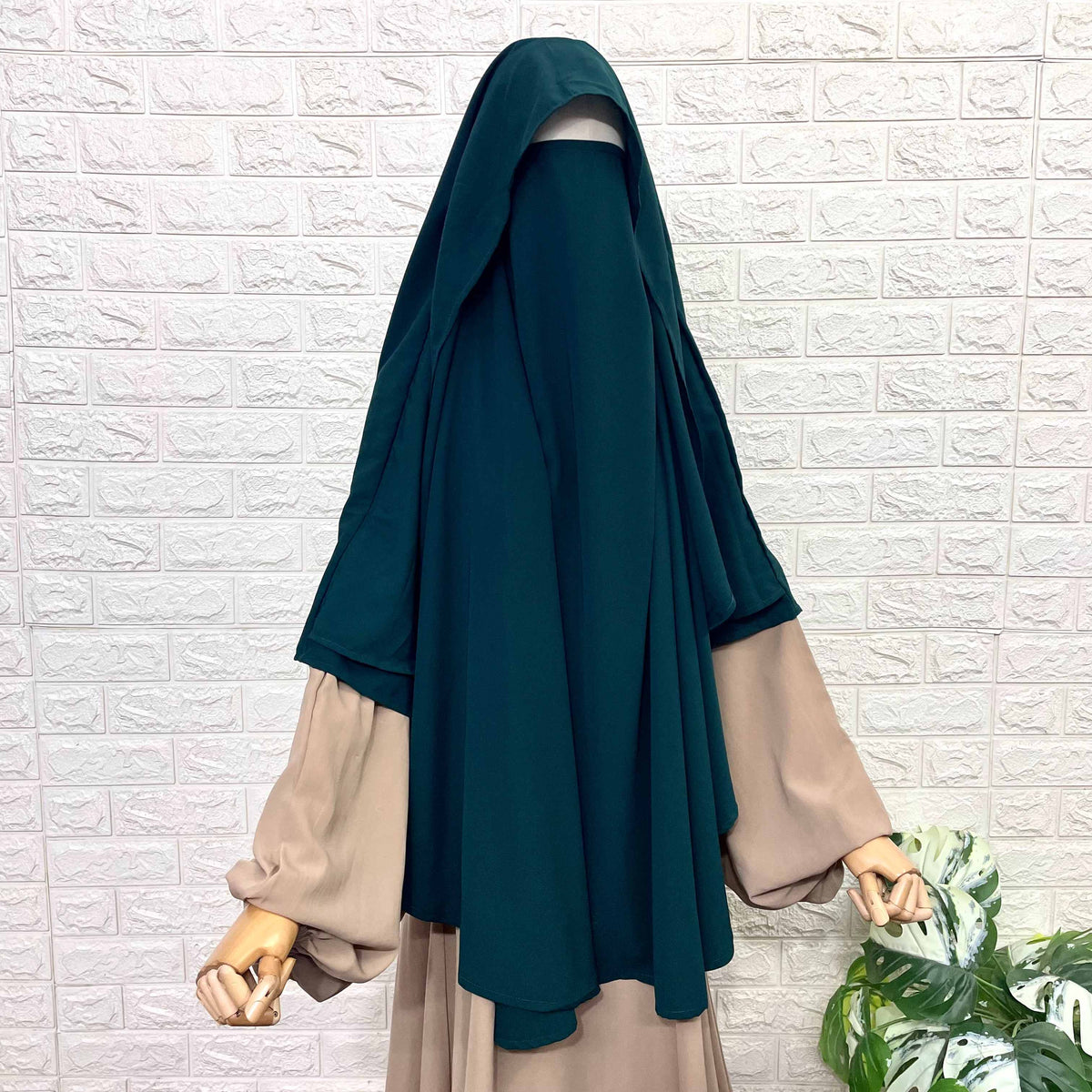 Hunter Green Flap Round Khimar