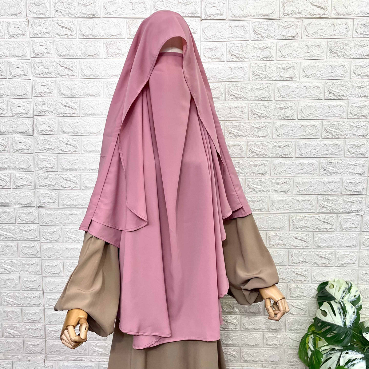 Pastel Pink Flap Round Khimar