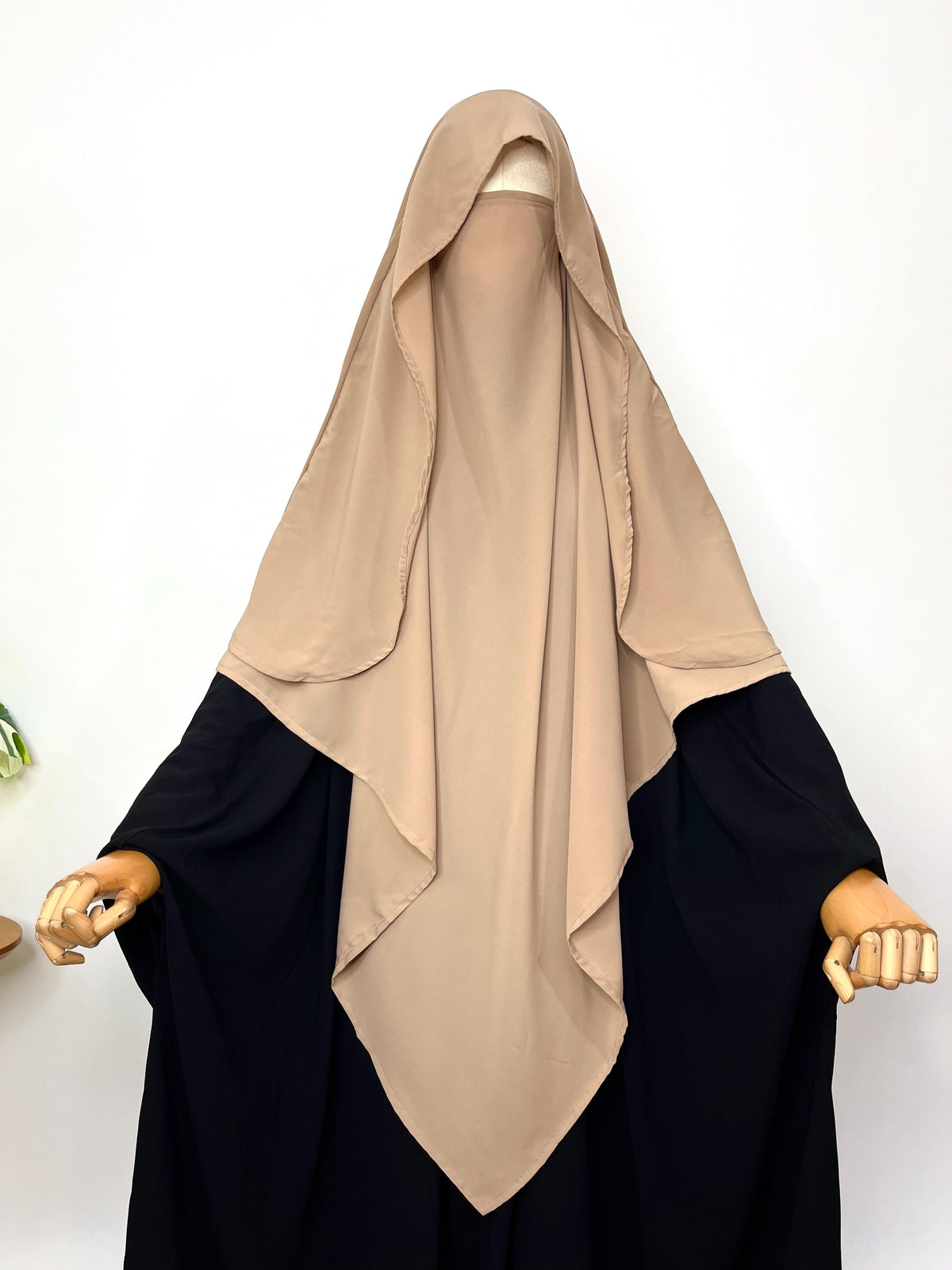 Beige Flap Diamond Khimar