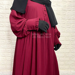 Maroon Frill Basic Abaya