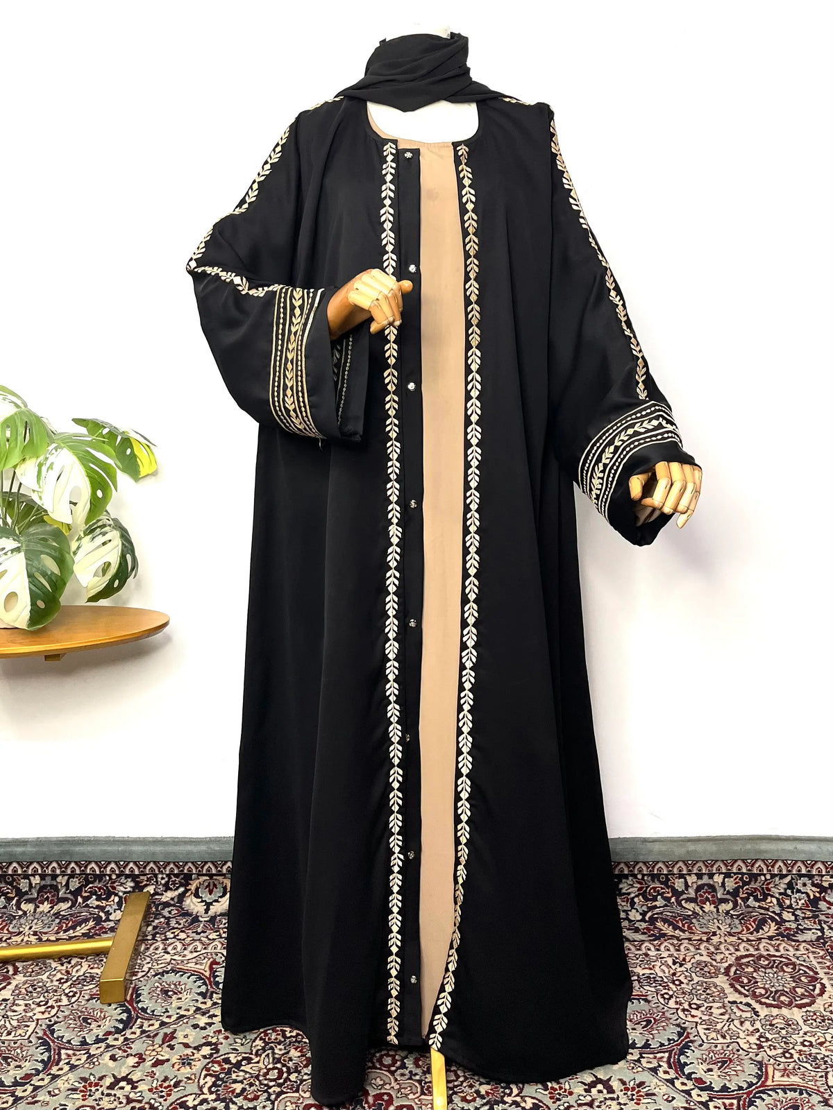 Rehmat Front Open Embroidery Abaya