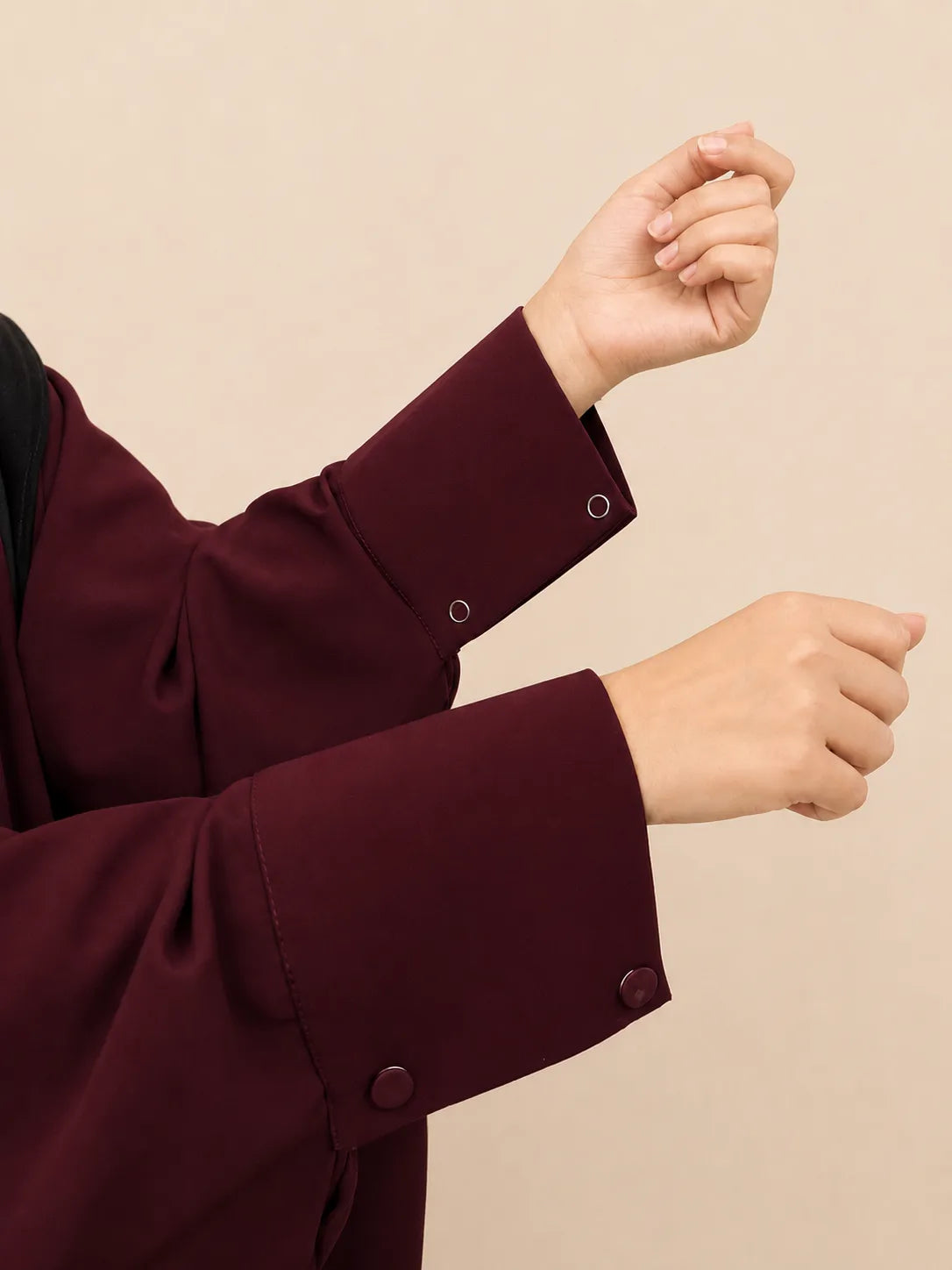 Maroon Front Open Kaftan Abaya