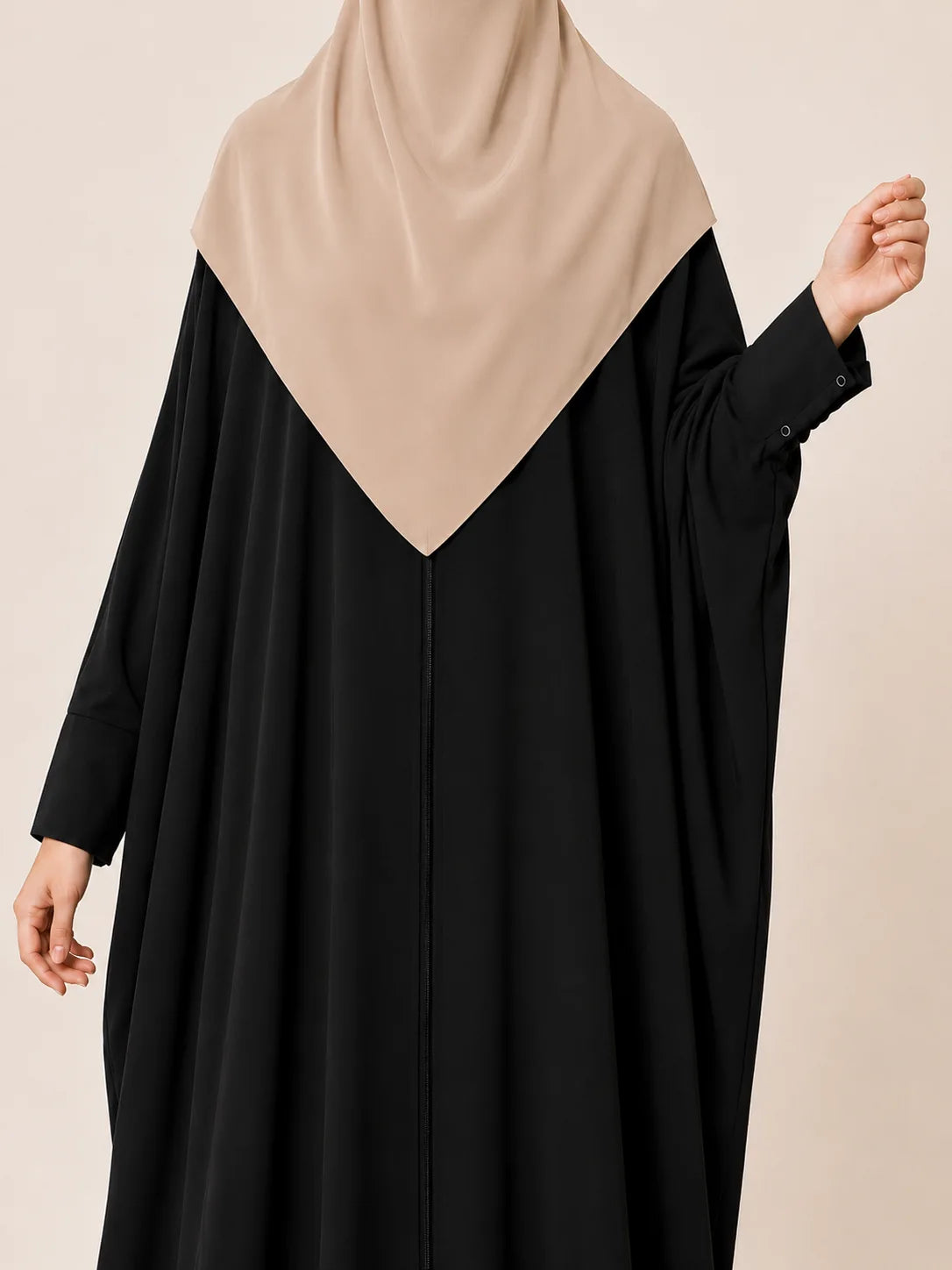 Black Front Open Kaftan Abaya