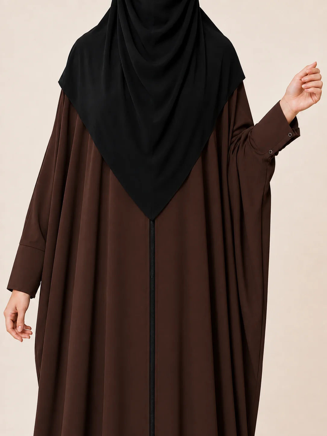 Brown Front Open Kaftan Abaya
