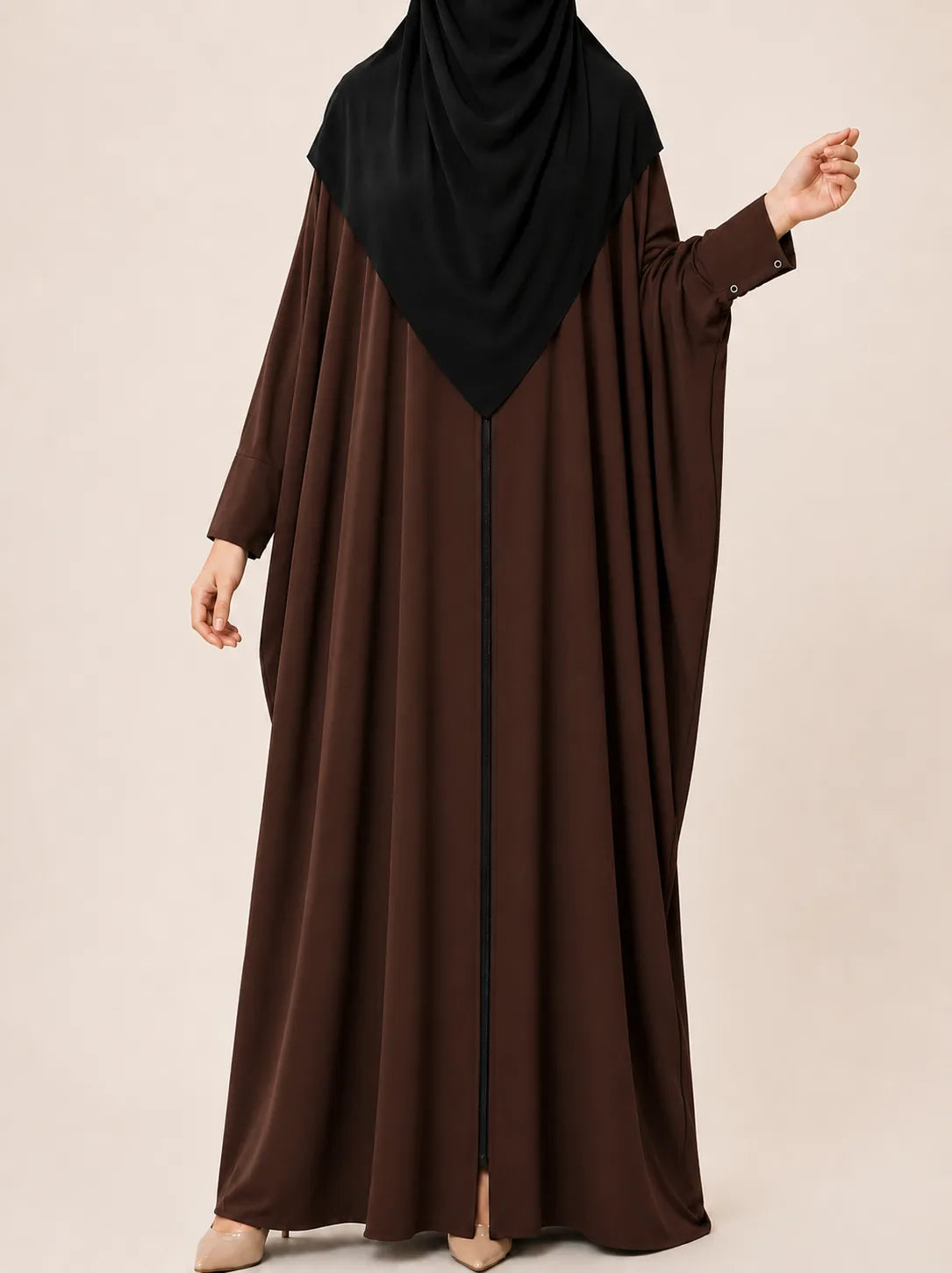 Brown Front Open Kaftan Abaya