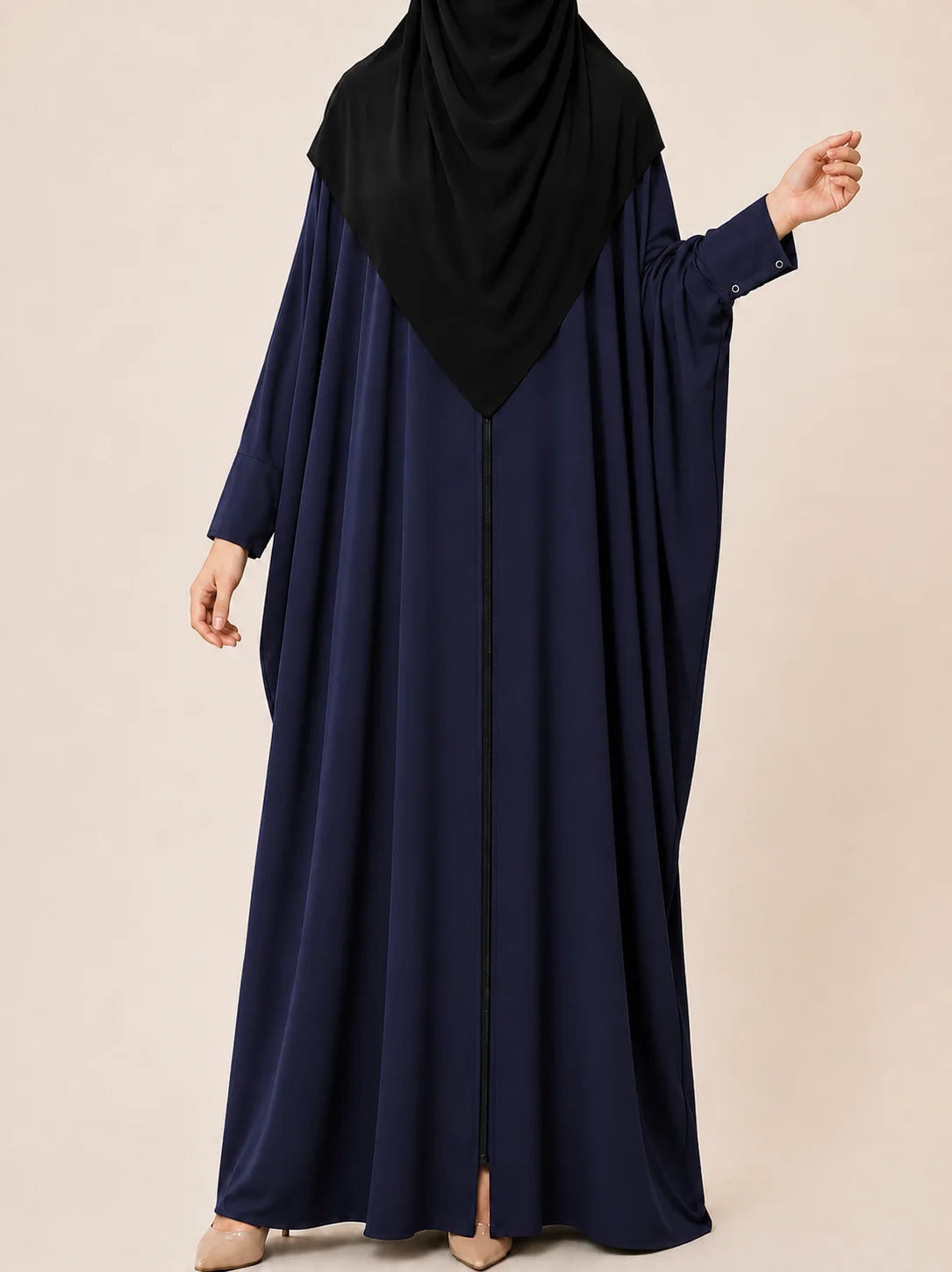 Navy Blue Front Open Kaftan Abaya