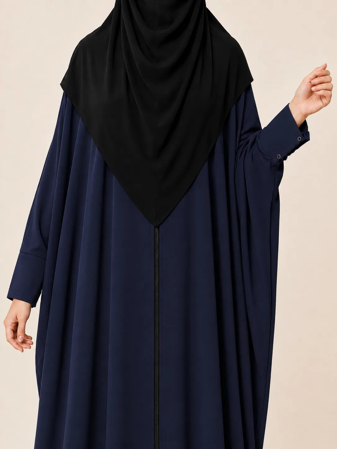 Navy Blue Front Open Kaftan Abaya