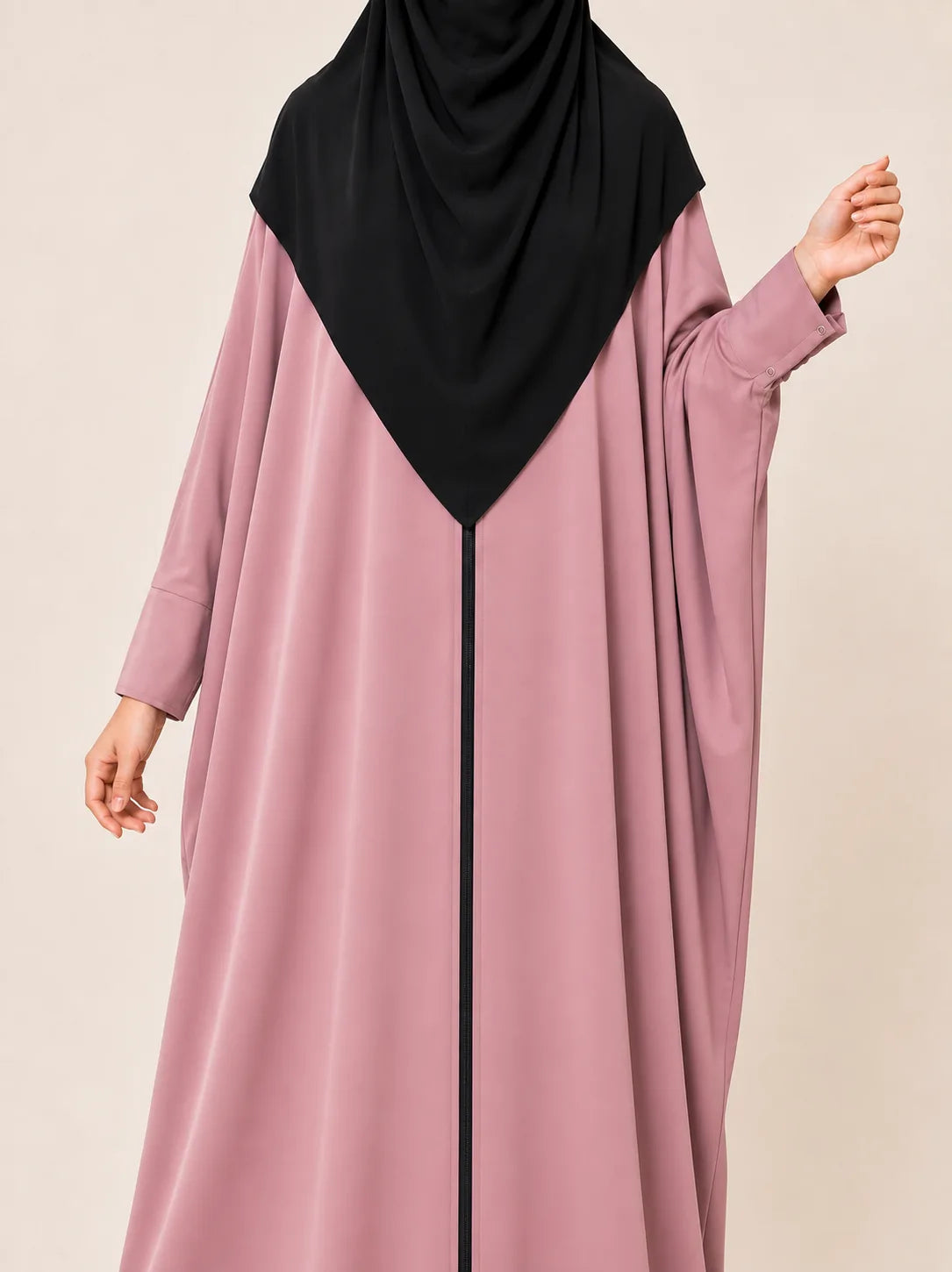 Pastel Pink Front Open Kaftan Abaya