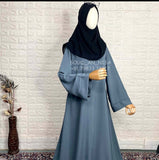 Grey a line abaya broad sleeves