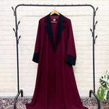 Maroon Coat Abaya With Black Contrast