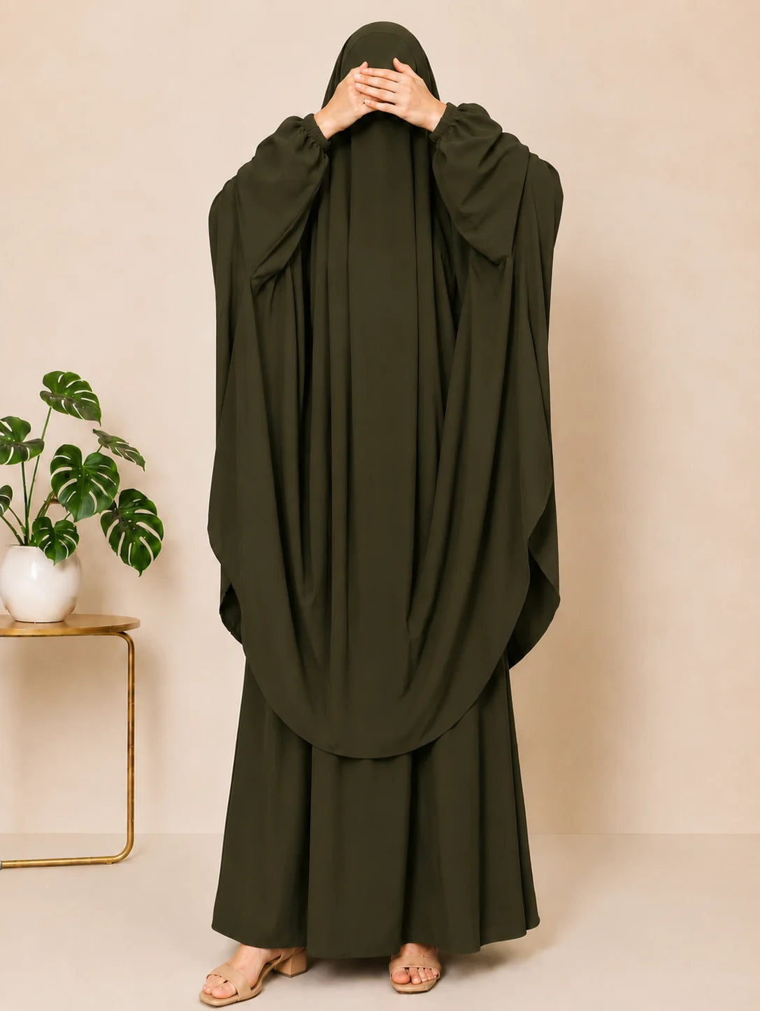 Olive Two Pc Jilbab With Skirt
