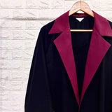 Black Coat Abaya With Maroon Contrast