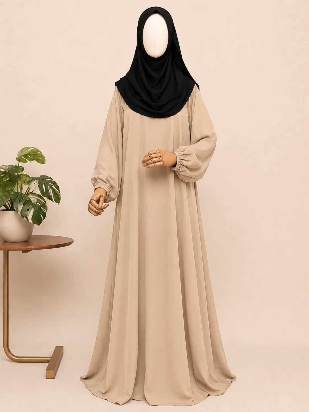 Basic Abaya With Elastic Sleeves