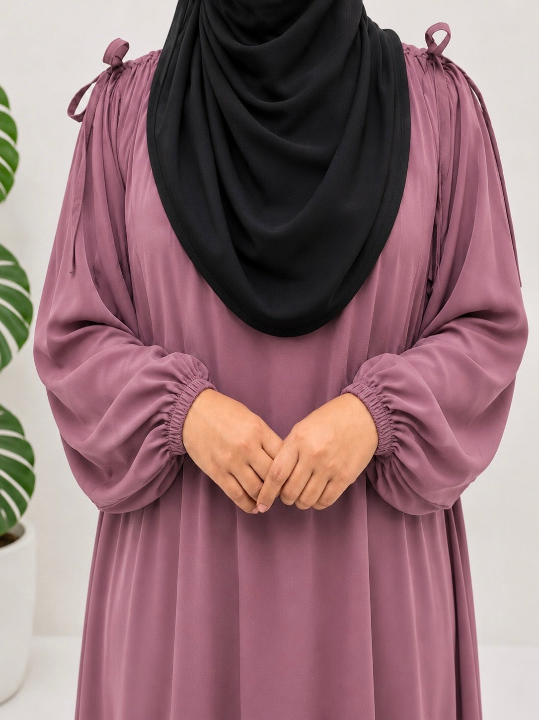 Dusty Mauve IQRA String Abaya