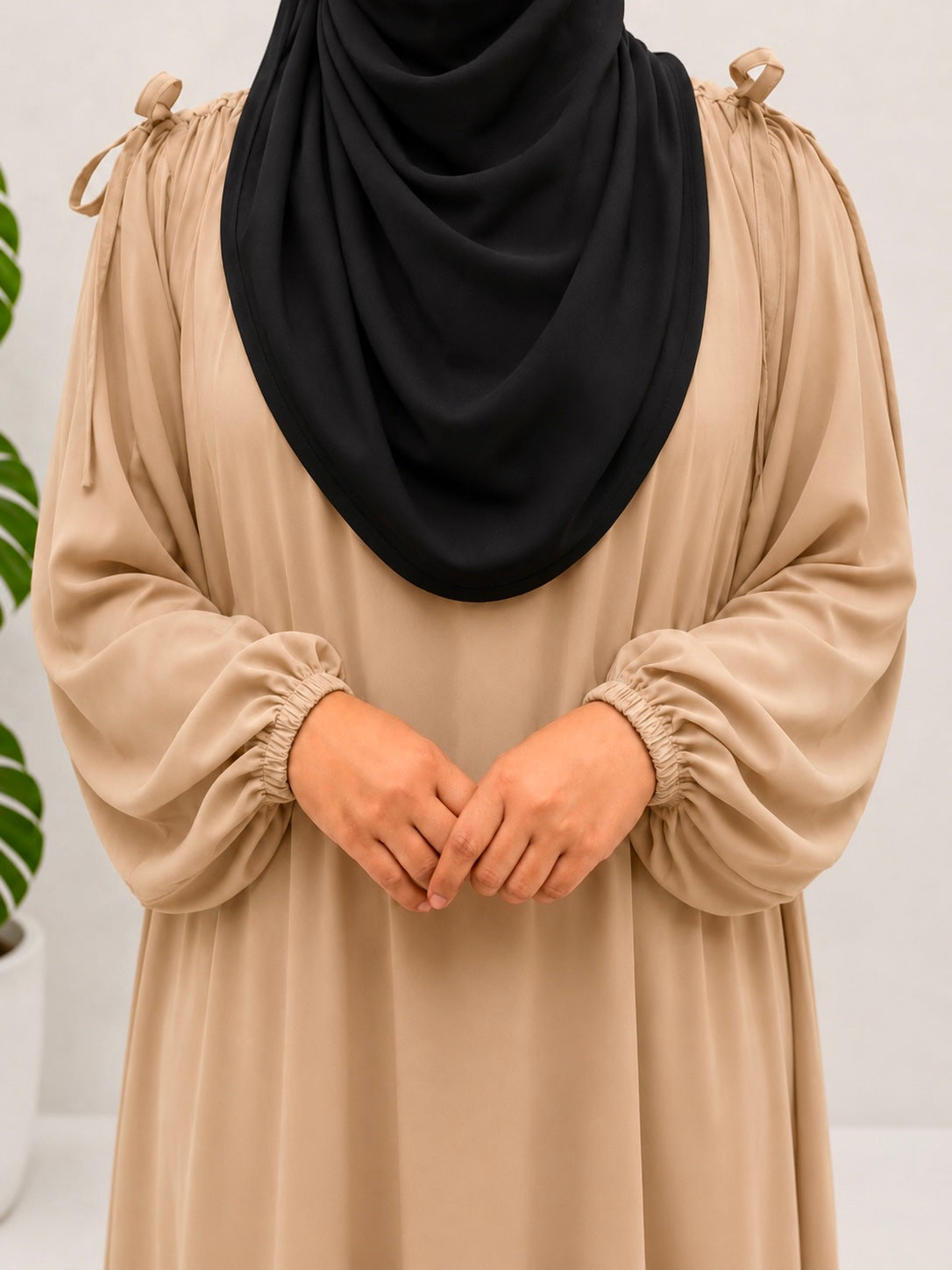 Beige IQRA String Abaya