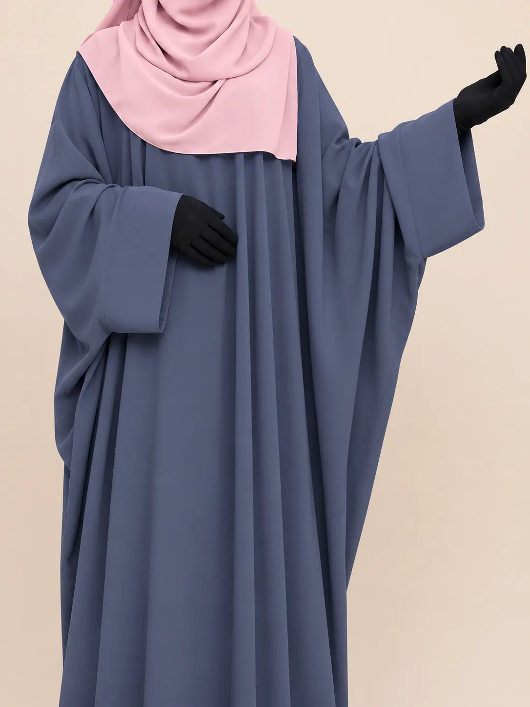 Grey Kaftan Abaya With Broad Sleeves