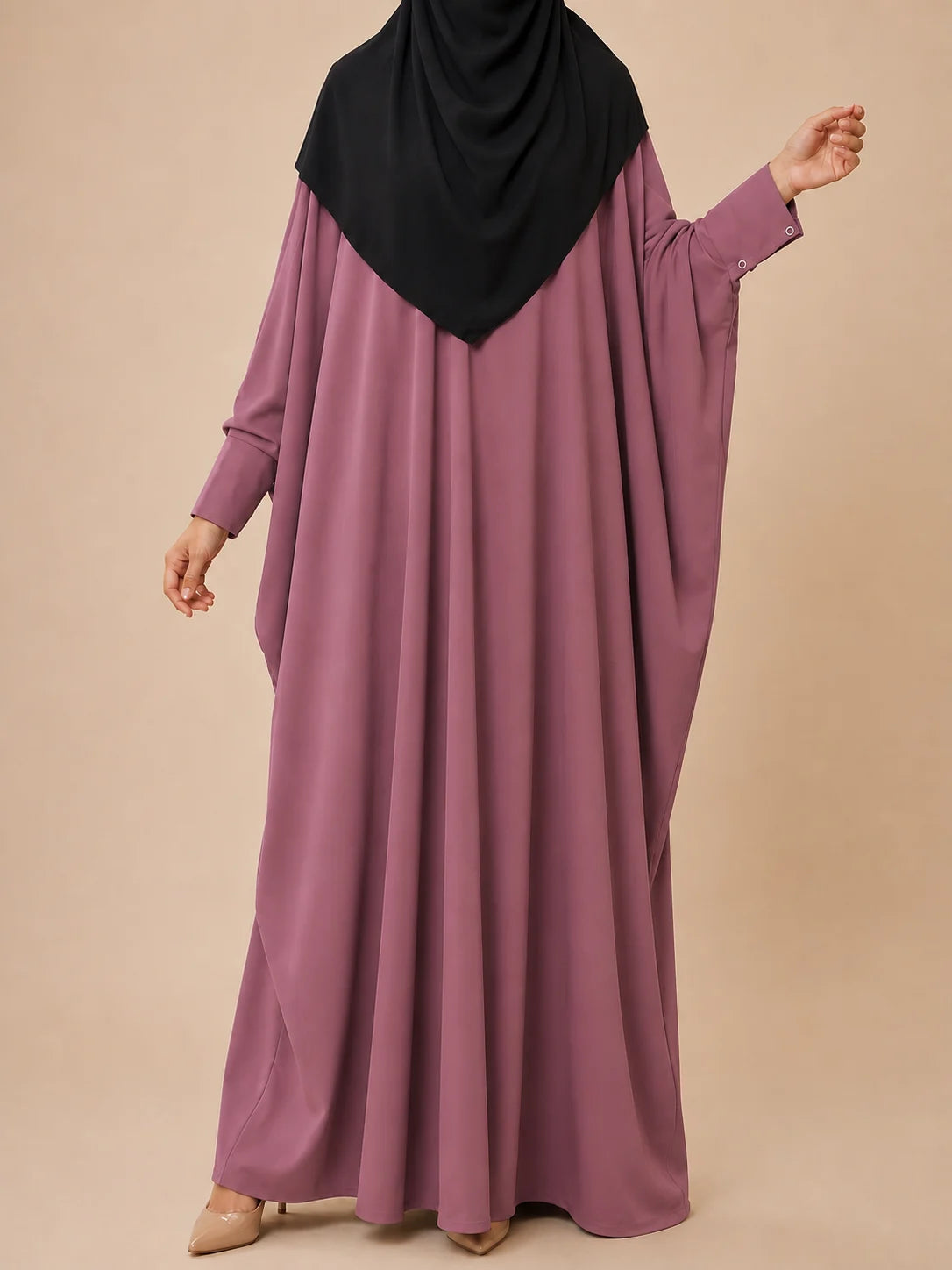 Dusty Mauve Kaftan Abaya With Cuff Sleeves