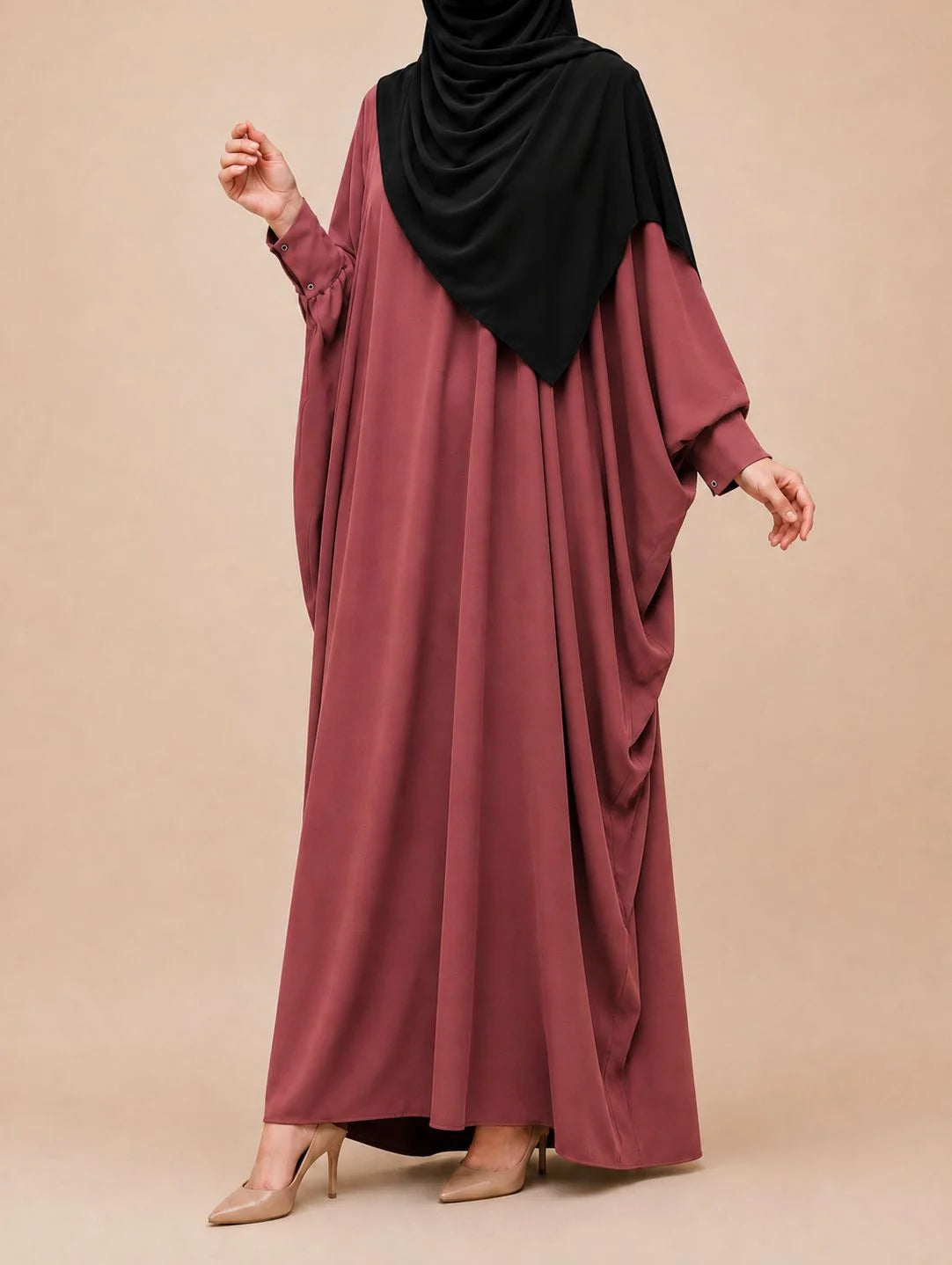 Pecan Kaftan Abaya With Cuff Buttons