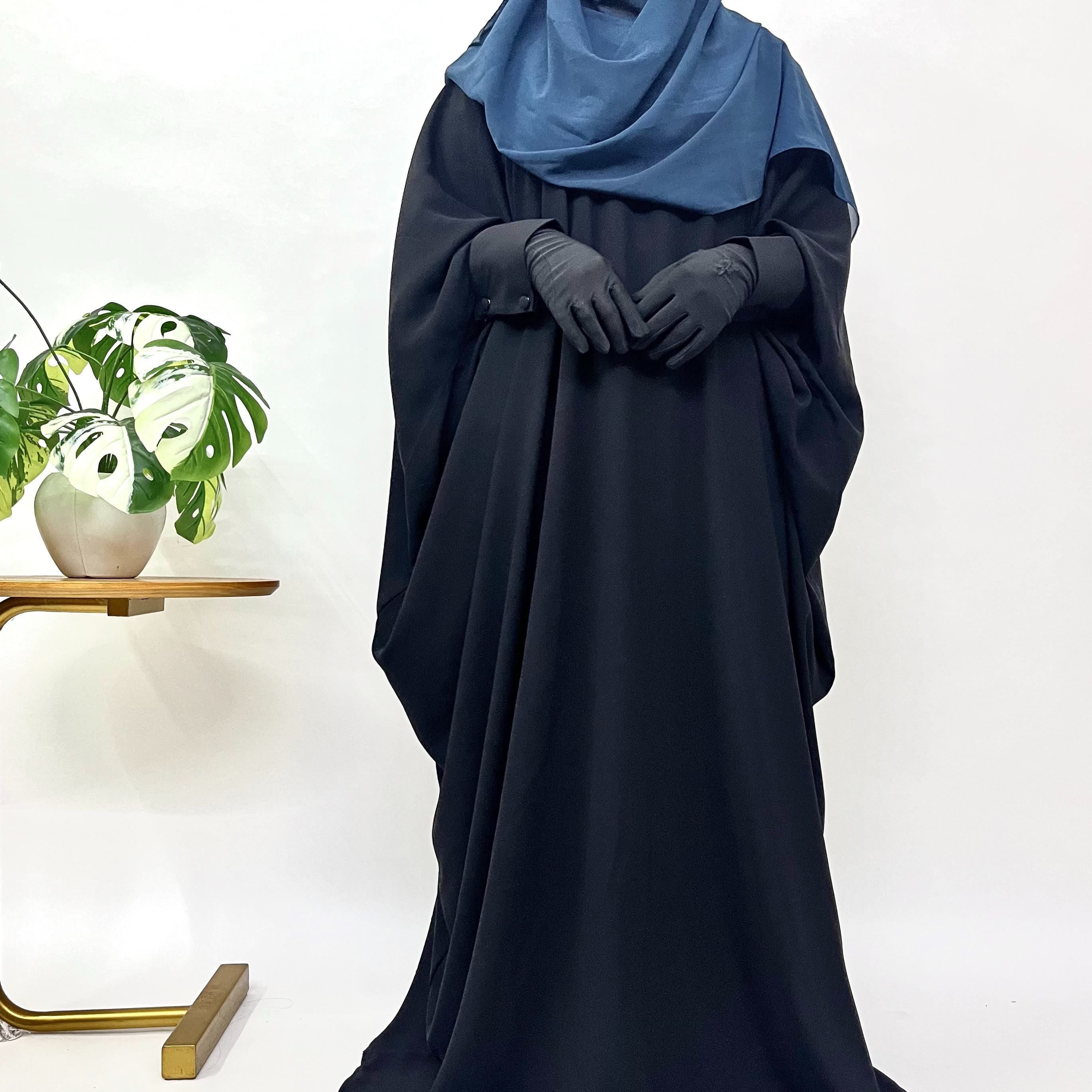 Black Kaftan abaya with cuff sleeves