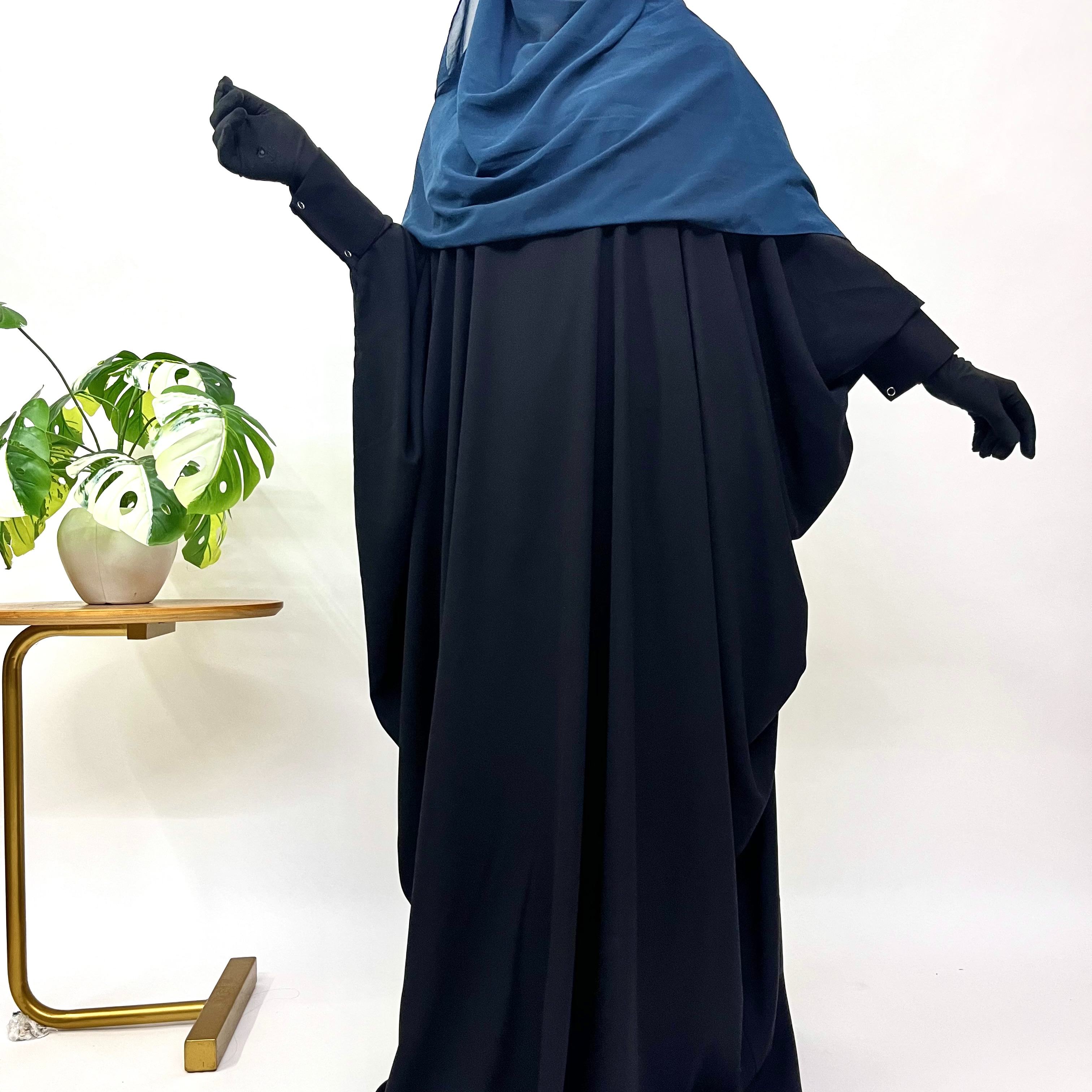 Black Kaftan abaya with cuff sleeves