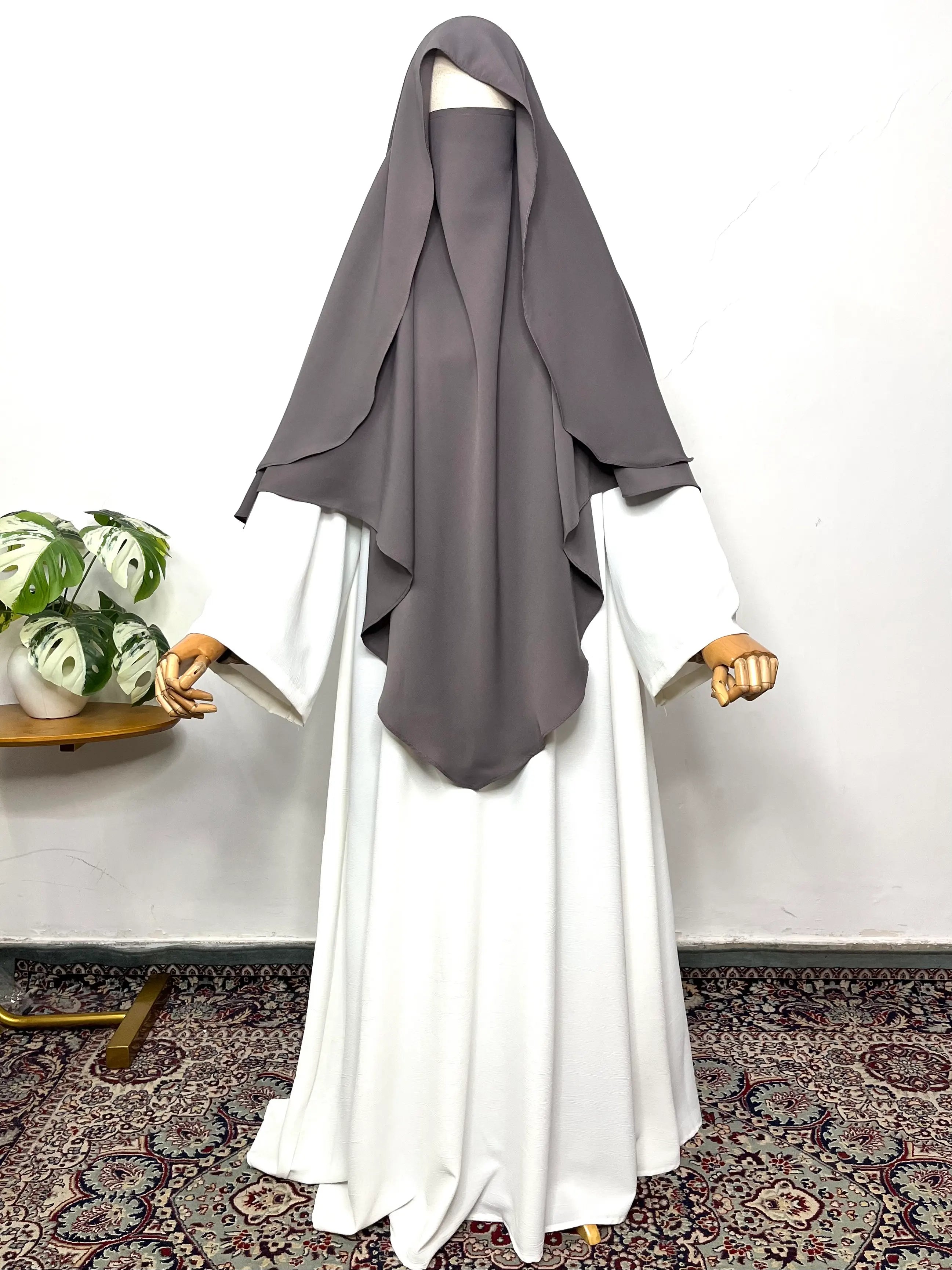 white abaya with khimar