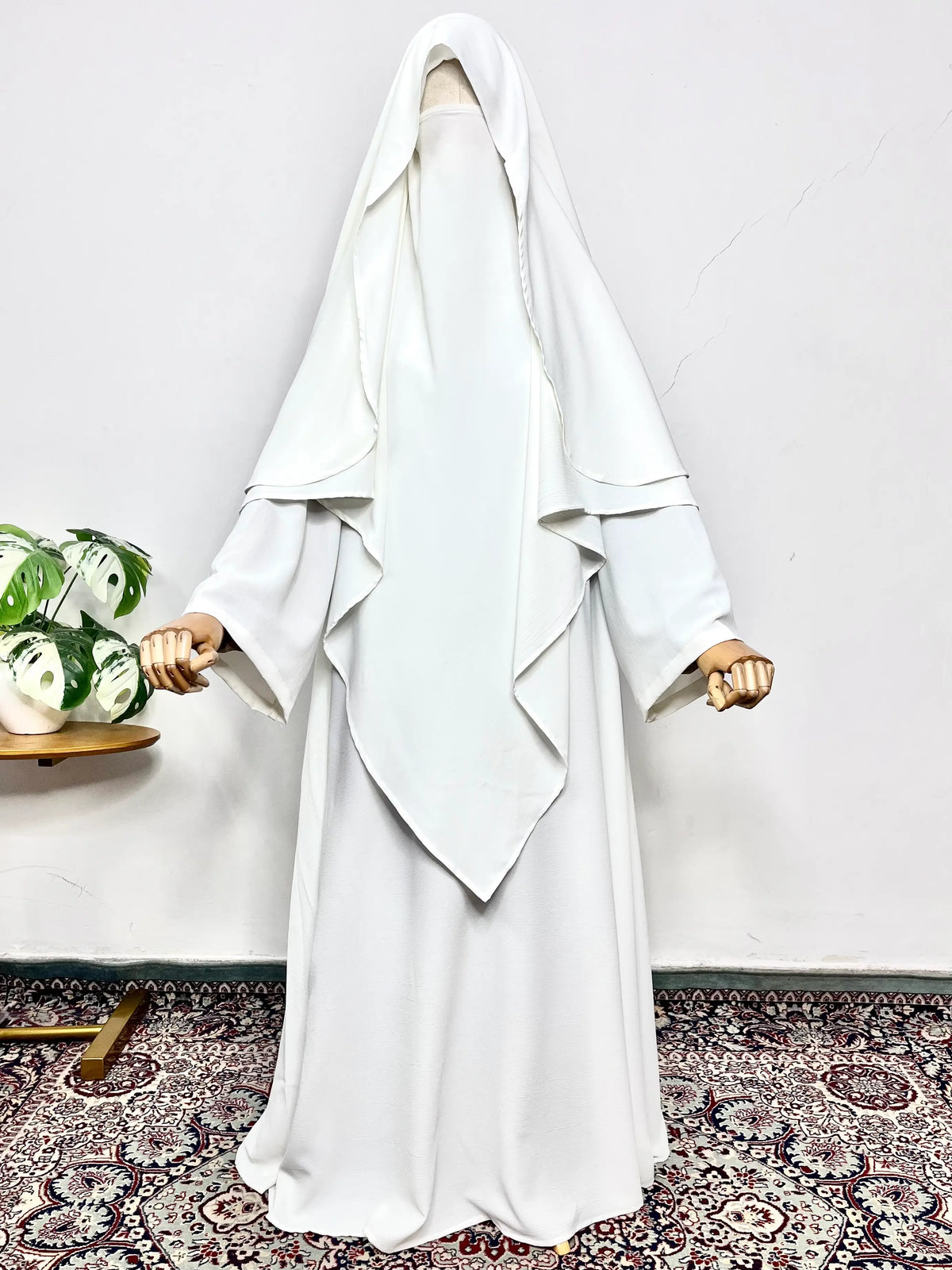 white abaya khimar set
