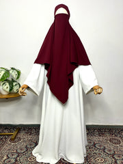 white burka with maroon khimar
