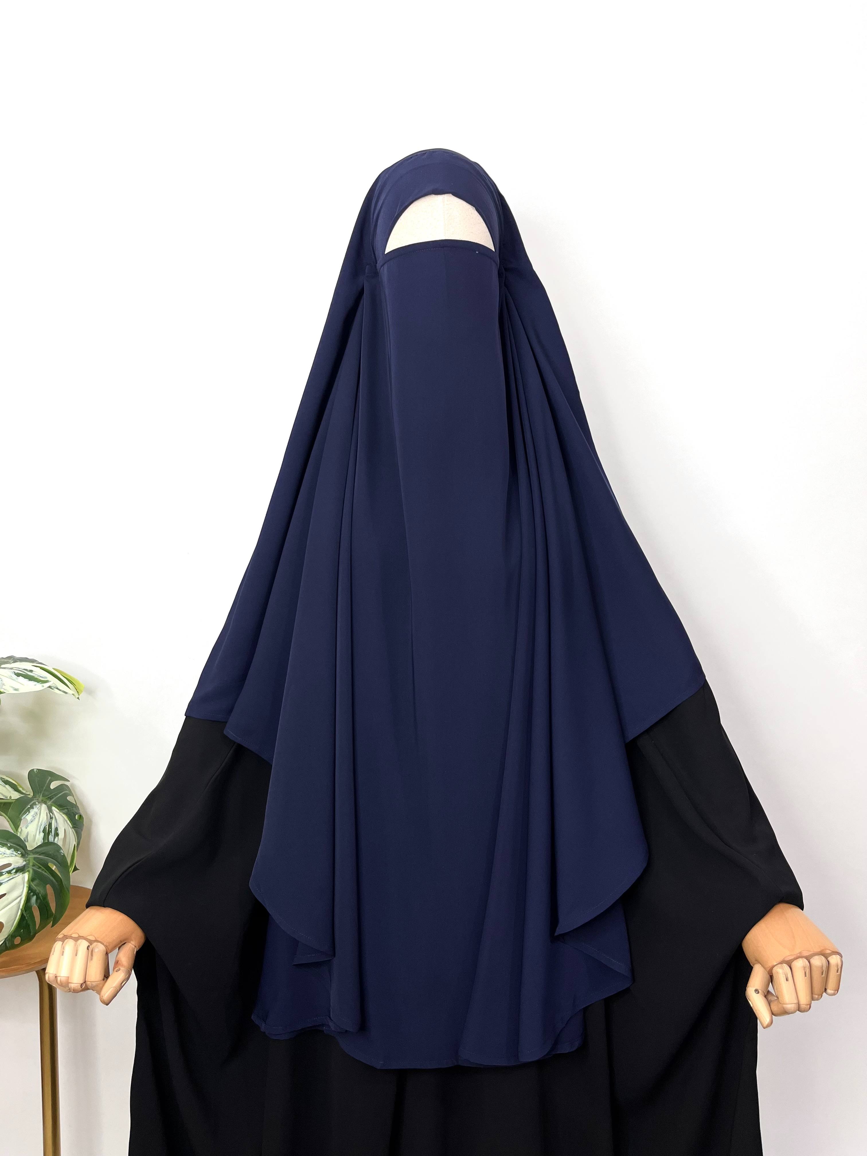 Navy blue round khimar