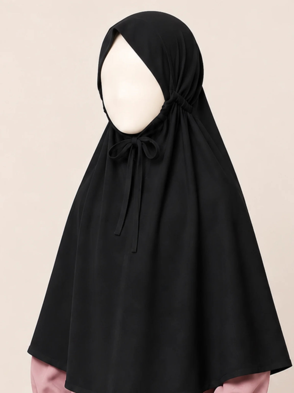 Solid Black Kids Khimar